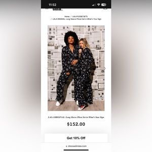 LALA ORIGINAL: Long Sleeve Plissé Set in What's Your Sign / Size Medium